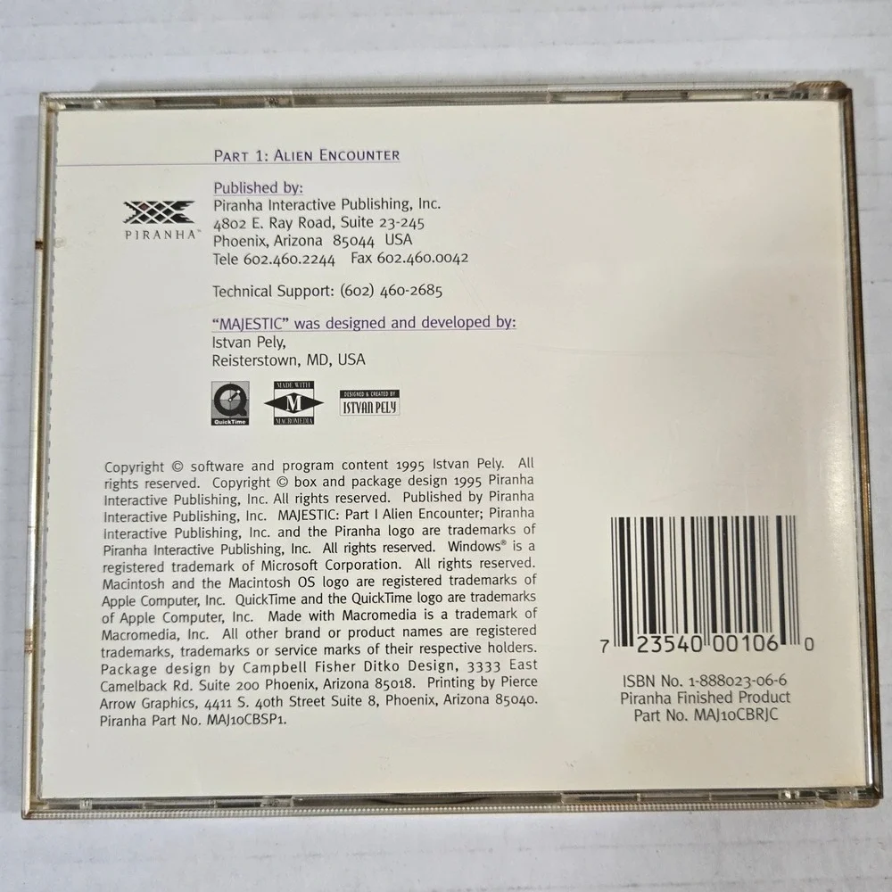 Majestic Part 1 Alien Encounter PC Game 1995 Vintage 90s‎ Sci-Fi Adventure